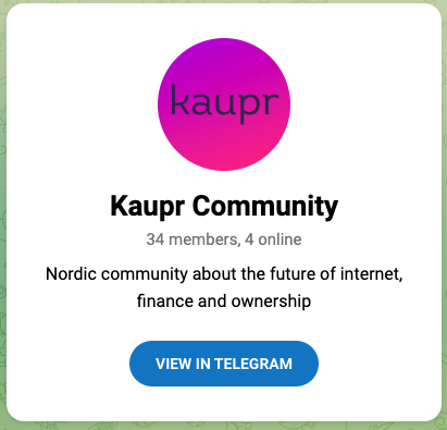 This is the new public group on Telegram, Kaupr Community.