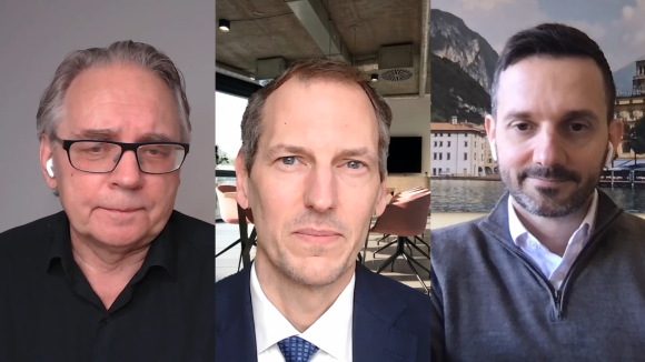 Martin Leinweber (on the right) and Jörg Willig (in the middle) are interviewed by Morten Myrstad (on the left) about why they have written the book “Mastering Crypto Assets” together with Steven A. Schoenfeld.