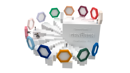 Det nye metaverset til Sparebank 1 er bygget i metaverseplattformen Sandbox, hvor Sparebank 1 har kjøpt en tomt.